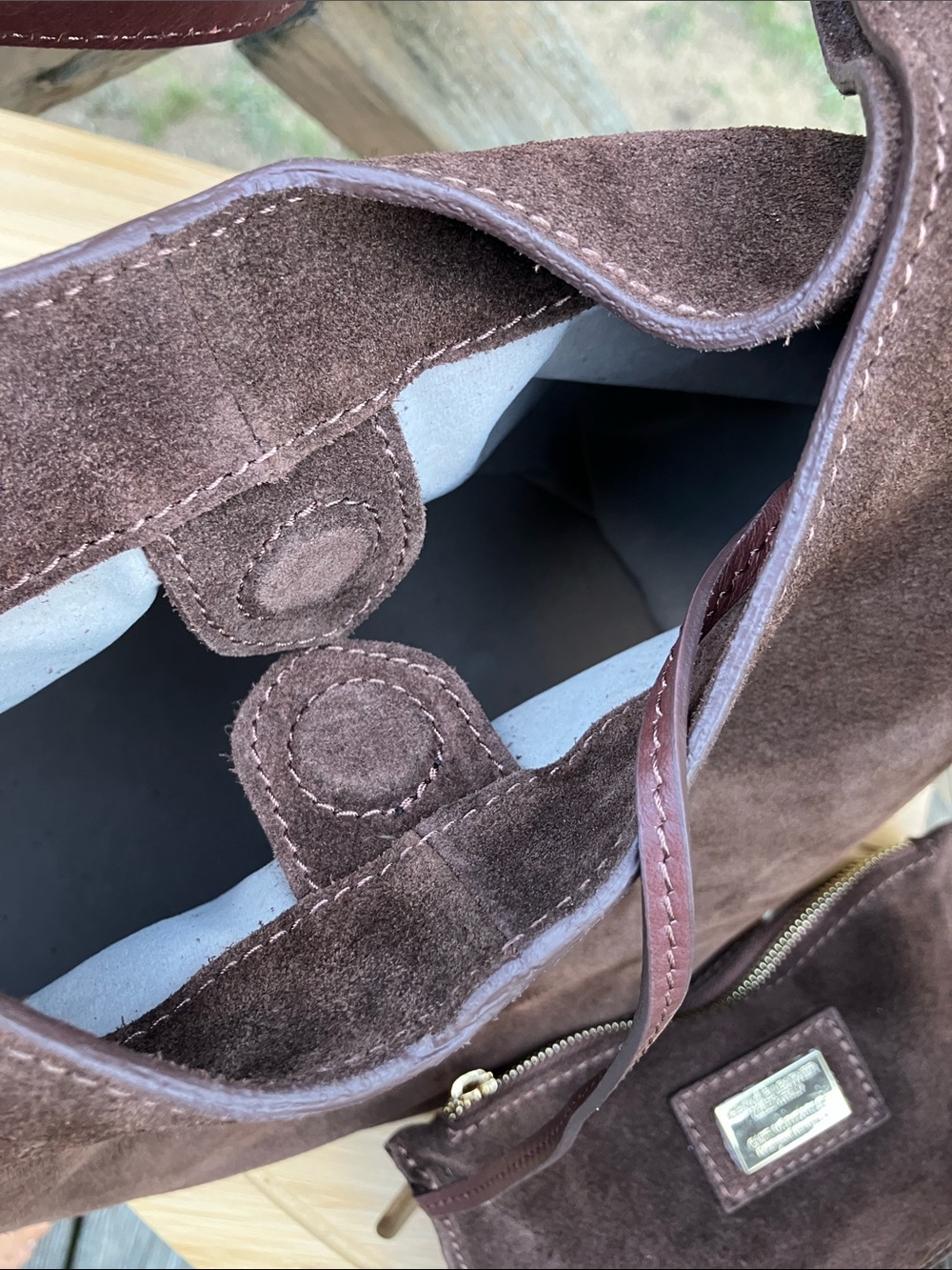 Viola Castellani Brown Suede Hobo Bag Leather Italy NWT - Picture 11 of 16
